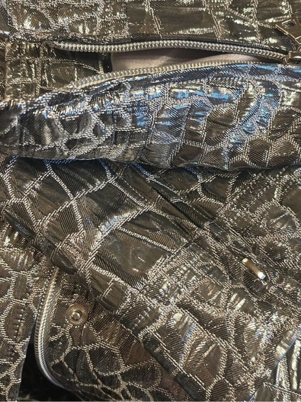 Chico’s Size 2 US M-L Silver Metallic Snakeskin Faux Leather Jacket - Picture 10 of 10